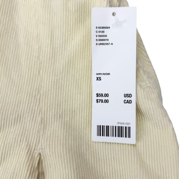 UO Bdg Ivory Corduroy Pleated High Waisted Mini Skirt Women's Size XS - Picture 6 of 7